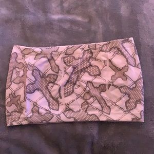 Black and white cross and rip design tube top